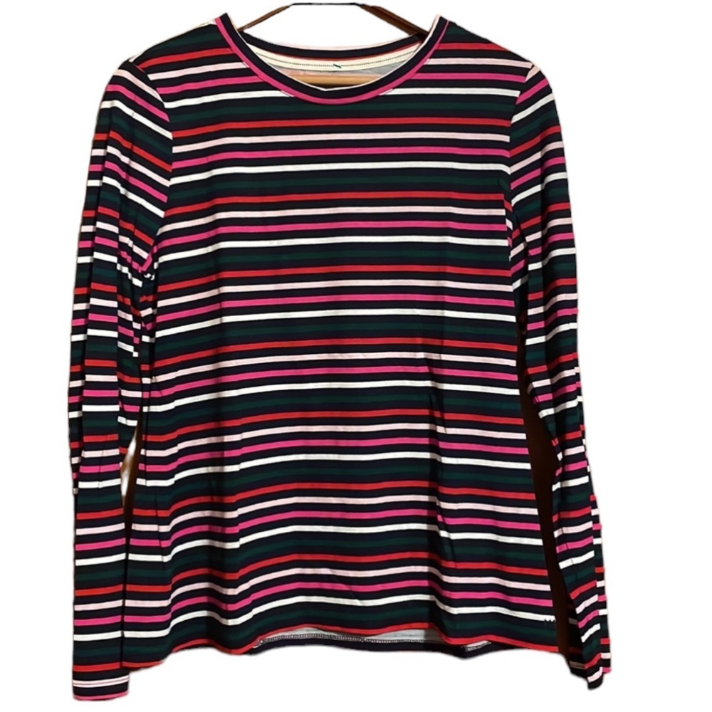 •CROWN & IVY•NWOT FESTIVE COLORFUL STRIPED LONG SLEEVE CREWNECK TOP SIZE LARGE